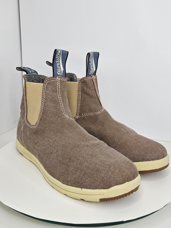Blundstone Shoes - Blundstone Women's Canvas Chelsea Boots Brown Cream US Size 7.5